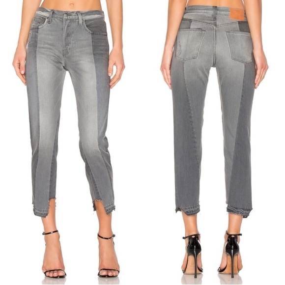 Frame Jeans Denim Nouveau Le Mix Straight Leg Crop Distressed Raw Hem Gray 32 - Picture 2 of 14